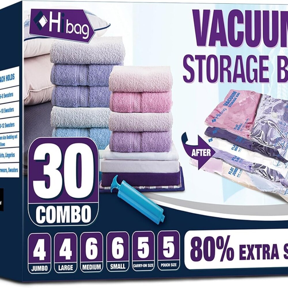 Vacuum Storage Bags, 30-Pack Space Saver Vacuum Storage Bags, Vacuum Seal Bags f